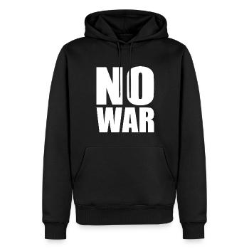 No war - Sweat à capuche Premium bio Homme - noir - Devant - Nico (187cm)