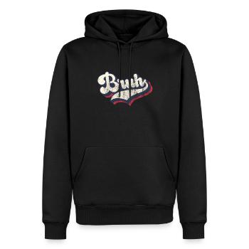 Vintage Retro Bruh Slang Meme Sarkastisch - Männer Premium Bio Hoodie - Schwarz - Vorne - Nico (187cm)