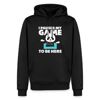 I paused my Game to be here - Panda Gamer Saying - Men’s Premium Organic Hoodie - black - Front - Nico (187cm)