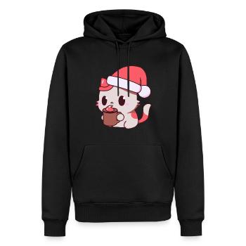 Chat Chat Café Café Chapeau de Noël Kawaii - Sweat à capuche Premium bio Homme - noir - Devant - Nico (187cm)