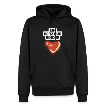 Ein Herz für Rinder - Männer Premium Bio Hoodie - Schwarz - Vorne - Nico (187cm)