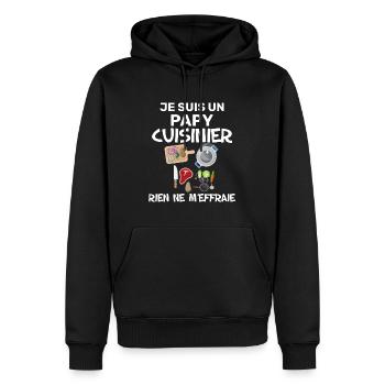 Papy Cuisinier Idée Cadeau Homme Humour - Sweat à capuche Premium bio Homme - noir - Devant - Nico (187cm)