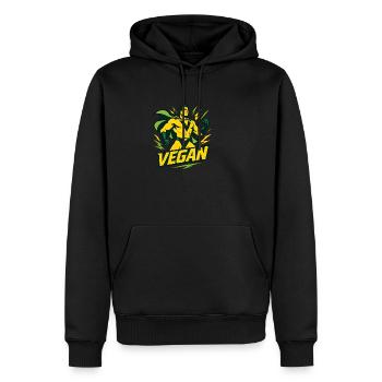 Végane, super-héros, pouvoir, environnement, bien-être animal - Sweat à capuche Premium bio Homme - noir - Devant - Nico (187cm)