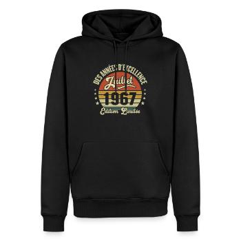 Des Années D'excellence Juillet 1967 Cadeau - Sweat à capuche Premium bio Homme - noir - Devant - Nico (187cm)