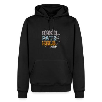 Patenonkel held - Männer Premium Bio Hoodie - Schwarz - Vorne - Nico (187cm)