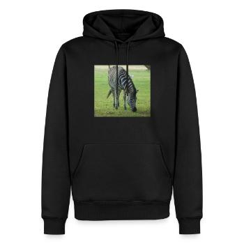 Close up of Zebra - Men’s Premium Organic Hoodie - black - Front - Nico (187cm)