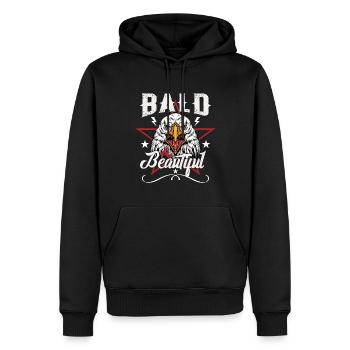 Bald and Beautiful - USA Patiot Design - Männer Premium Bio Hoodie - Schwarz - Vorne - Nico (187cm)