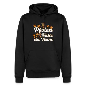 4 Pfoten 2 Füße ein Team - Hunde Design - Männer Premium Bio Hoodie - Schwarz - Vorne - Nico (187cm)