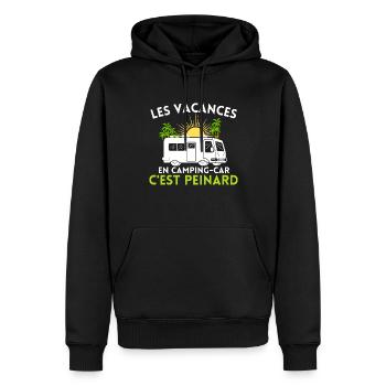 humour camping car vacances peinard - Sweat à capuche Premium bio Homme - noir - Devant - Nico (187cm)