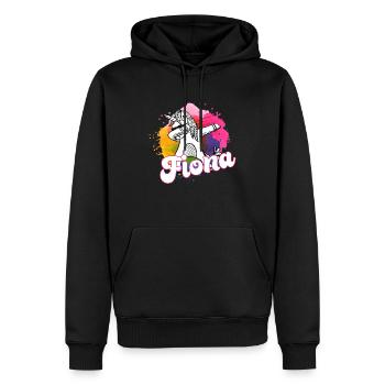 FIONA - Beau nom avec une licorne tamponnante - Sweat à capuche Premium bio Homme - noir - Devant - Nico (187cm)