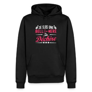 belle-mère qui déchire / humour belle-mère - Sweat à capuche Premium bio Homme - noir - Devant - Nico (187cm)