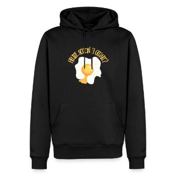 Heute schon Ei gehabt? - Männer Premium Bio Hoodie - Schwarz - Vorne - Nico (187cm)