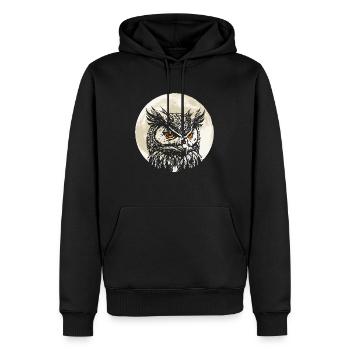 Eule, Wald, Nacht, Wildtiere, Vögel, Natur - Männer Premium Bio Hoodie - Schwarz - Vorne - Nico (187cm)