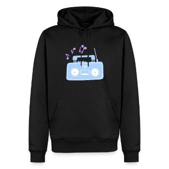 Musique radiophonique - Sweat à capuche Premium bio Homme - noir - Devant - Nico (187cm)