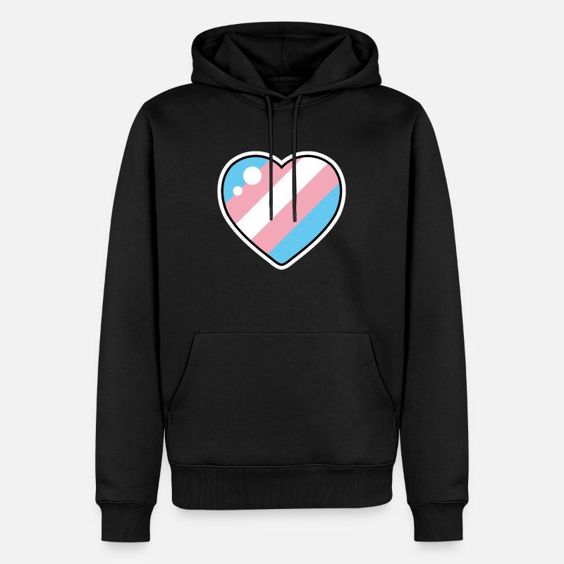 Herz (Trans-Flagge) - Männer Premium Bio Hoodie - Schwarz