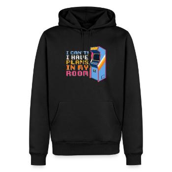 Gamer Funny - Je ne peux pas avoir de plans dans le garage de ma chambre - Sweat à capuche Premium bio Homme - noir - Devant - Nico (187cm)