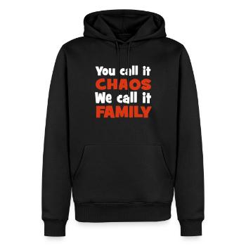 Familie - Männer Premium Bio Hoodie - Schwarz - Vorne - Nico (187cm)