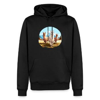 Alpaga, alpagas dans la nature - Sweat à capuche Premium bio Homme - noir - Devant - Nico (187cm)