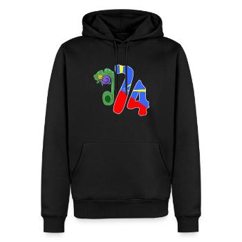 Caméléon 974 Drapeau - Sweat à capuche Premium bio Homme - noir - Devant - Nico (187cm)