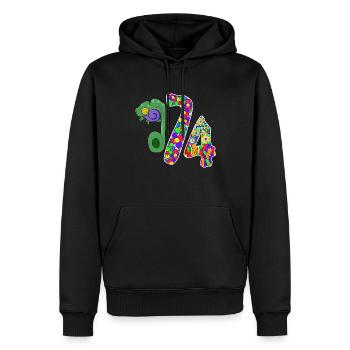 Caméléon 974 Doodle - Sweat à capuche Premium bio Homme - noir - Devant - Nico (187cm)