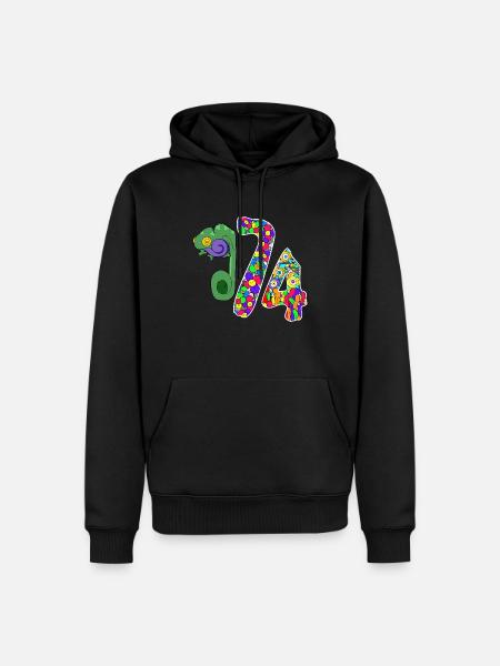 Caméléon 974 Doodle - Sweat à capuche Premium bio Homme - noir
