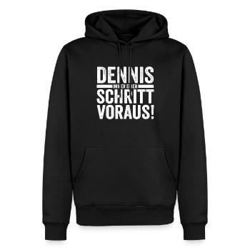 Prénom Dennis - Sweat à capuche Premium bio Homme - noir - Devant - Nico (187cm)