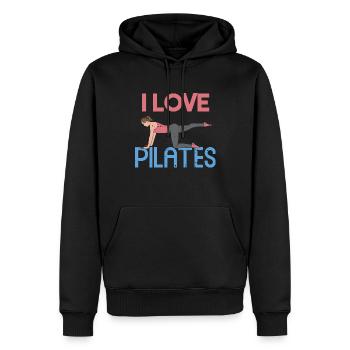 J’adore le Pilates Gift - Sweat à capuche Premium bio Homme - noir - Devant - Nico (187cm)