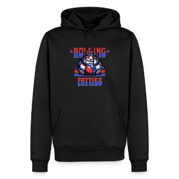 CAT ROLLING FATTIES - Männer Premium Bio Hoodie - Schwarz - Vorne - Nico (187cm)