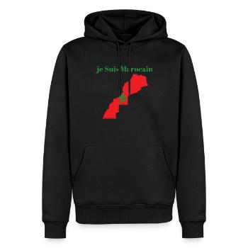 je Suis Marocain - Sweat à capuche Premium bio Homme - noir - Devant - Nico (187cm)