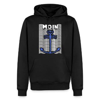 Moin Seemann Anker Meer Dialekt Hamburg Hipster - Männer Premium Bio Hoodie - Schwarz - Vorne - Nico (187cm)