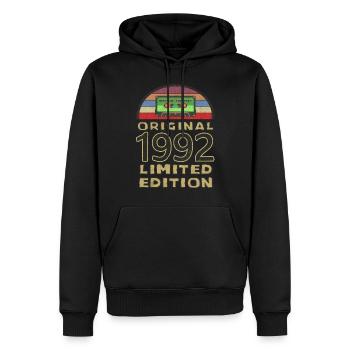 Né en 1992 Original Retro Cassette Anniversaire - Sweat à capuche Premium bio Homme - noir - Devant - Nico (187cm)