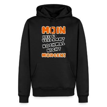Moin Morgen - Männer Premium Bio Hoodie - Schwarz - Vorne - Nico (187cm)