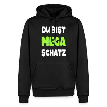 Mega Schatz Liebling Pärchen Liebe Spruch - Männer Premium Bio Hoodie - Schwarz - Vorne - Nico (187cm)