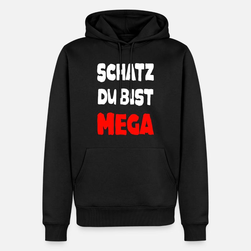 Mega Schatz Spruch - Männer Premium Bio Hoodie - Schwarz
