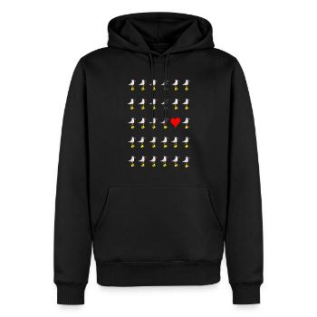 Mouettes Amour avec des bottes en caoutchouc - Sweat à capuche Premium bio Homme - noir - Devant - Nico (187cm)