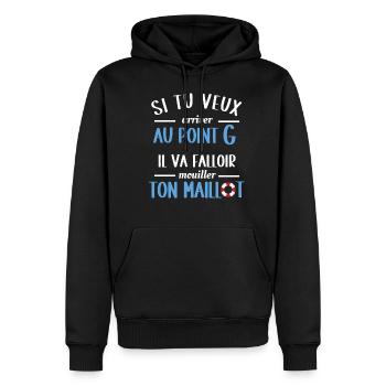 Blague de couple point G - Sweat à capuche Premium bio Homme - noir - Devant - Nico (187cm)