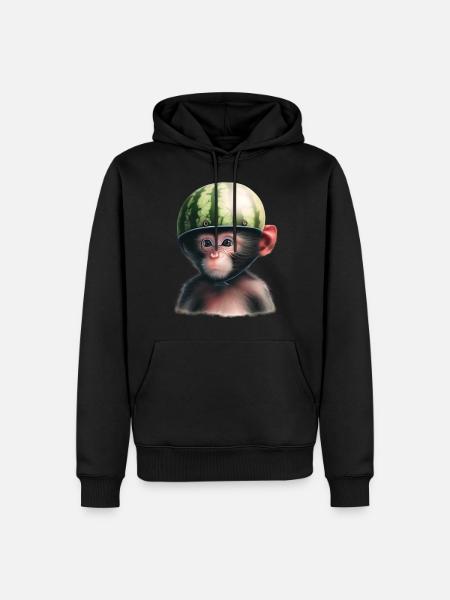 Monkey with watermelon - Men’s Premium Organic Hoodie - black