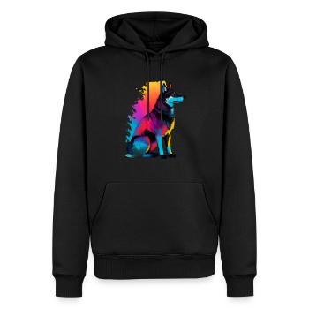 Un chien loup silhoutte coloré.beau chien loup png - Sweat à capuche Premium bio Homme - noir - Devant - Nico (187cm)