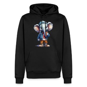 Dessin animé d’éléphant mignon - Sweat à capuche Premium bio Homme - noir - Devant - Nico (187cm)