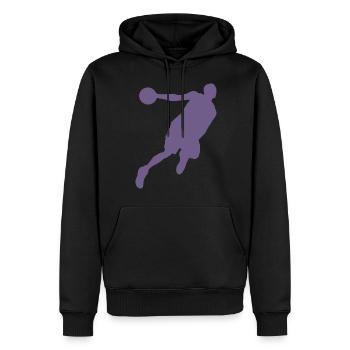 Silhouette de joueur de basketball, design sportif dynamique - Sweat à capuche Premium bio Homme - noir - Devant - Nico (187cm)
