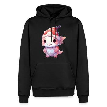 Christmas Miracle Axolotl: Laughter Under the Cap - Men’s Premium Organic Hoodie - black - Front - Nico (187cm)