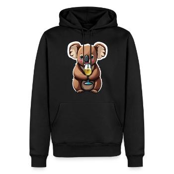 Koala ours avec verre à vin - Sweat à capuche Premium bio Homme - noir - Devant - Nico (187cm)