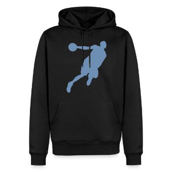Silhouette de basketteur, design sportif dynamique - Sweat à capuche Premium bio Homme - noir - Devant - Nico (187cm)