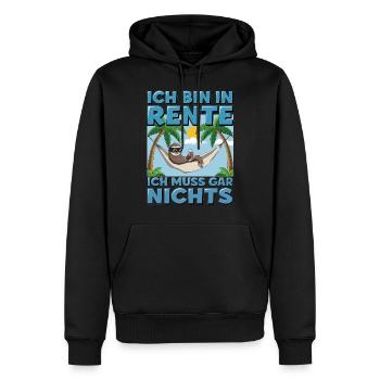 Je suis à la retraite, je n’ai rien à faire - Sweat à capuche Premium bio Homme - noir - Devant - Nico (187cm)