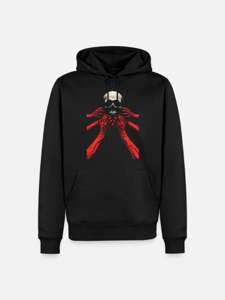 Skull with red arms - Men’s Premium Organic Hoodie - black