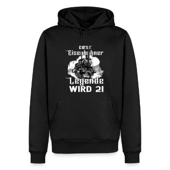 Eisenbahner 21 Geburtstag Eisenbahn Beruf Spruch - Männer Premium Bio Hoodie - Schwarz - Vorne - Nico (187cm)