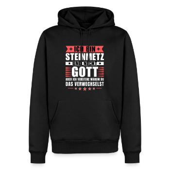 Ich bin Steinmetz und nicht Gott - Männer Premium Bio Hoodie - Schwarz - Vorne - Nico (187cm)