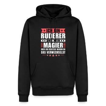 Ich bin Ruderer und kein Magier - Männer Premium Bio Hoodie - Schwarz - Vorne - Nico (187cm)