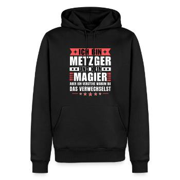 Ich bin Metzger und kein Magier - Männer Premium Bio Hoodie - Schwarz - Vorne - Nico (187cm)