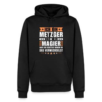 Ich bin Metzger und kein Magier - Männer Premium Bio Hoodie - Schwarz - Vorne - Nico (187cm)